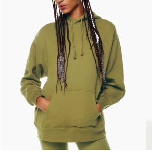 TNA cozy fleece boyfriend hoodie ancient green